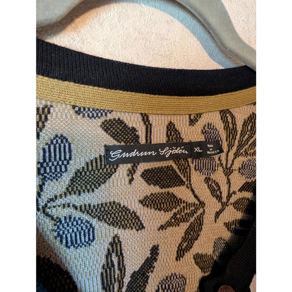 GUDRUN SJODEN Citro black gray lemon cardigan sz XL - Picture 4 of 5